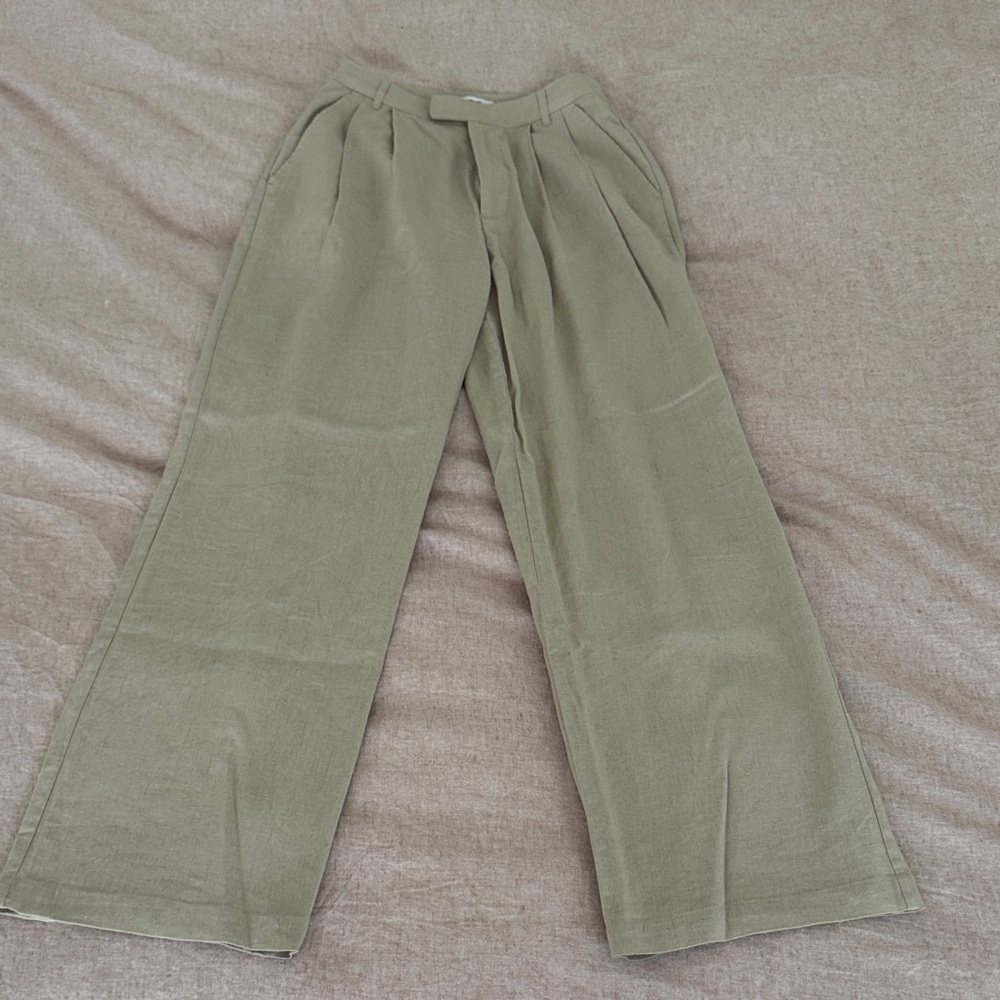 Reformation Olive Green Wide-Leg Trousers
